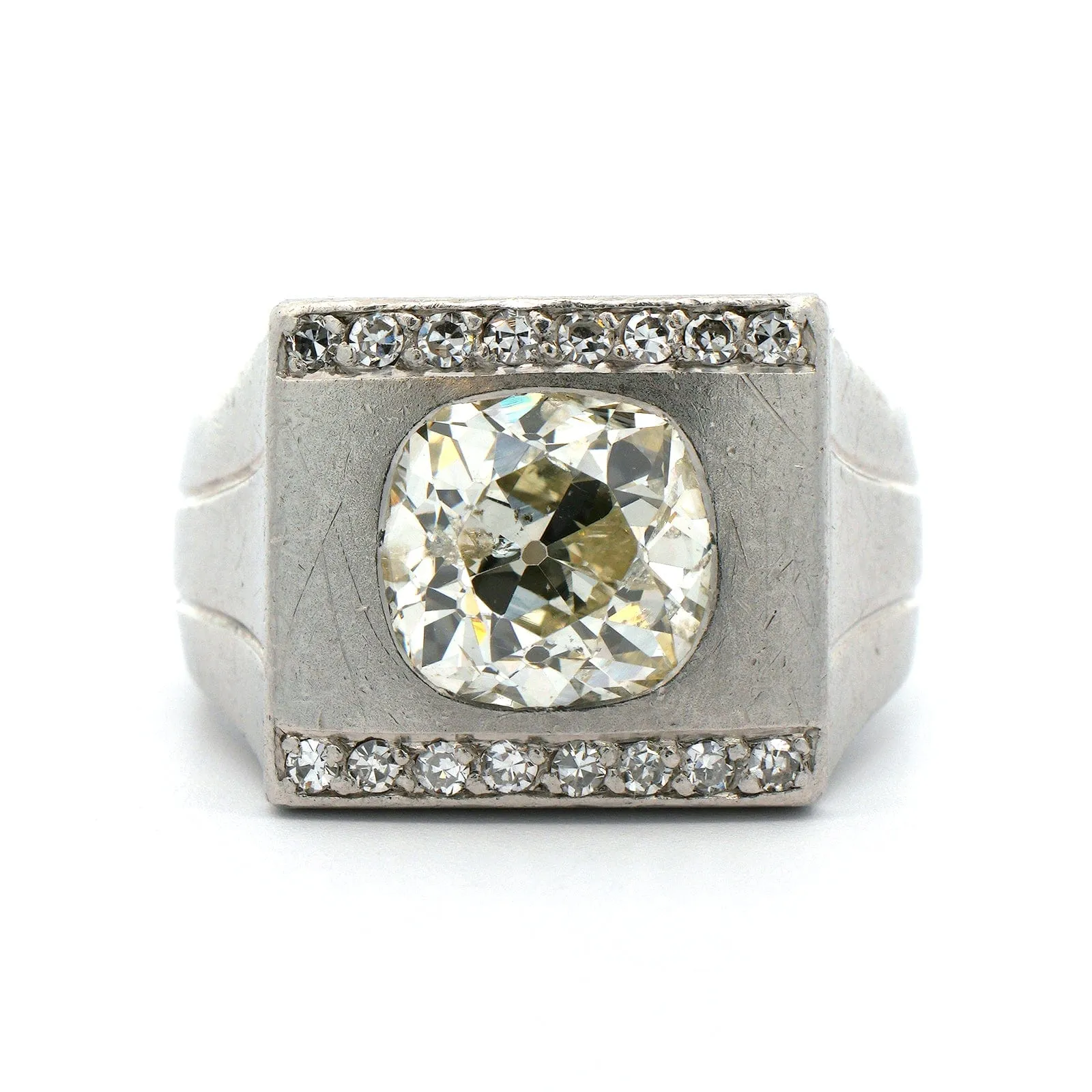 Platinum Cushion Cut Diamond Ring