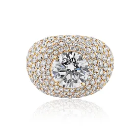 Shawn 16 Carat K VS2 Round Brilliant Diamond Chandelier Engagement Ring in 18k Yellow Gold GIA Certified For Men