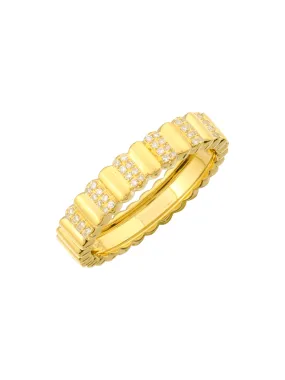 Skinny Fluted Diamond Ring 14K