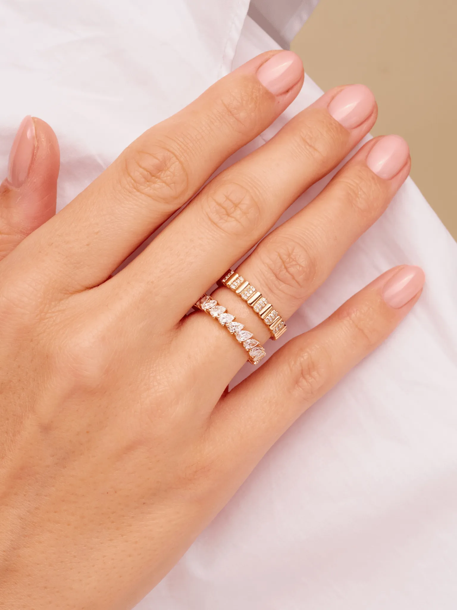 Skinny Fluted Diamond Ring 14K