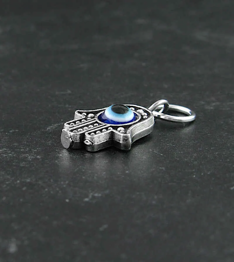 Small Hamsa Amulet Pendant With Swiveling Evil Eye