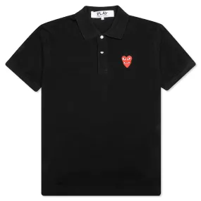 Stacked Heart Polo Shirt - Black