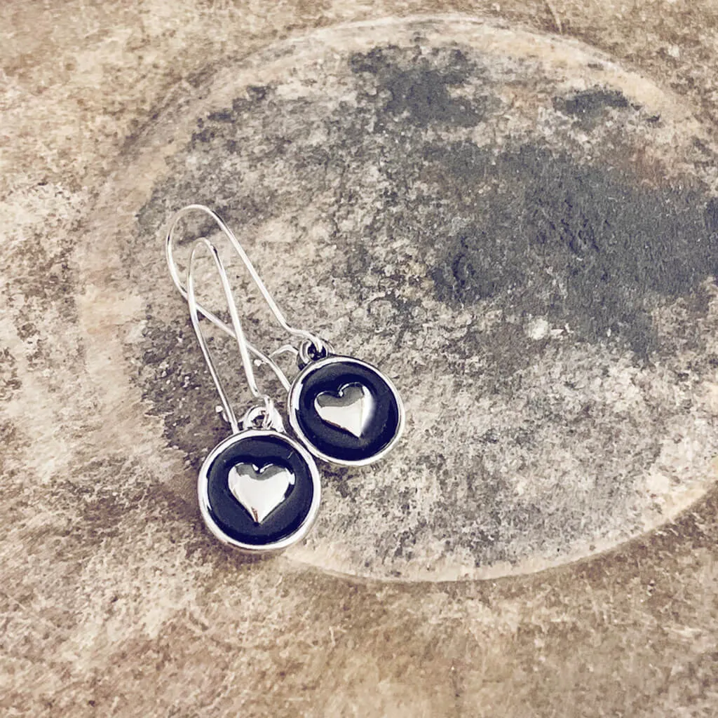 sweetheart // baby boho enamel heart charm earrings