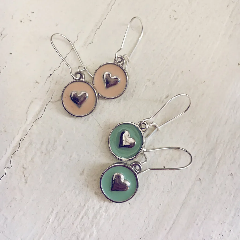 sweetheart // baby boho enamel heart charm earrings