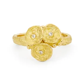 Textured Gold Diamond Disc Ring