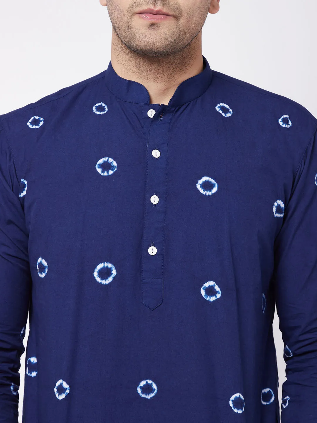 Vastramay Blue Bandhni Print Kurta Baap Beta Set