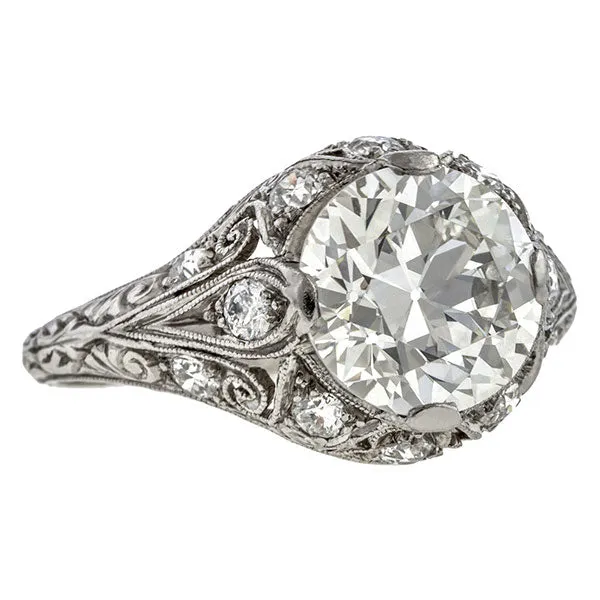 Vintage Engagement Ring, Old European Diamond 2.50ct