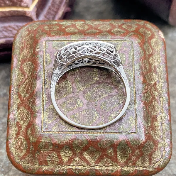 Vintage Three Diamond Filigree Ring