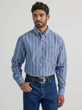 'Wrangler' Men's George Strait Striped Button Down - Periwinkle