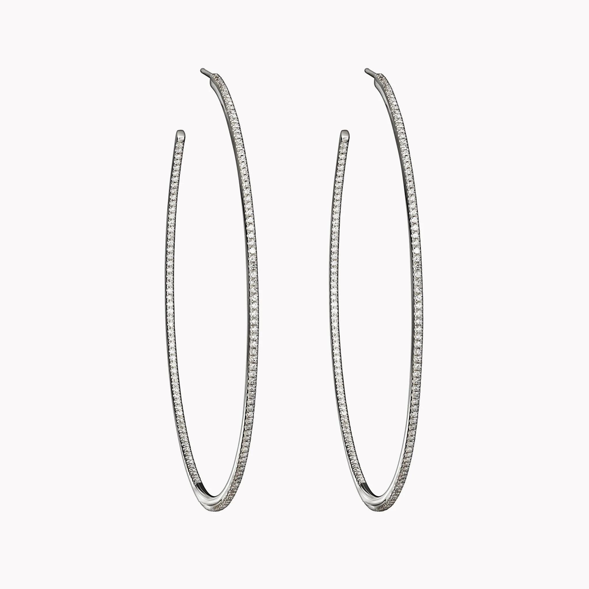 XL Pavé Single Row Diamond Hoops