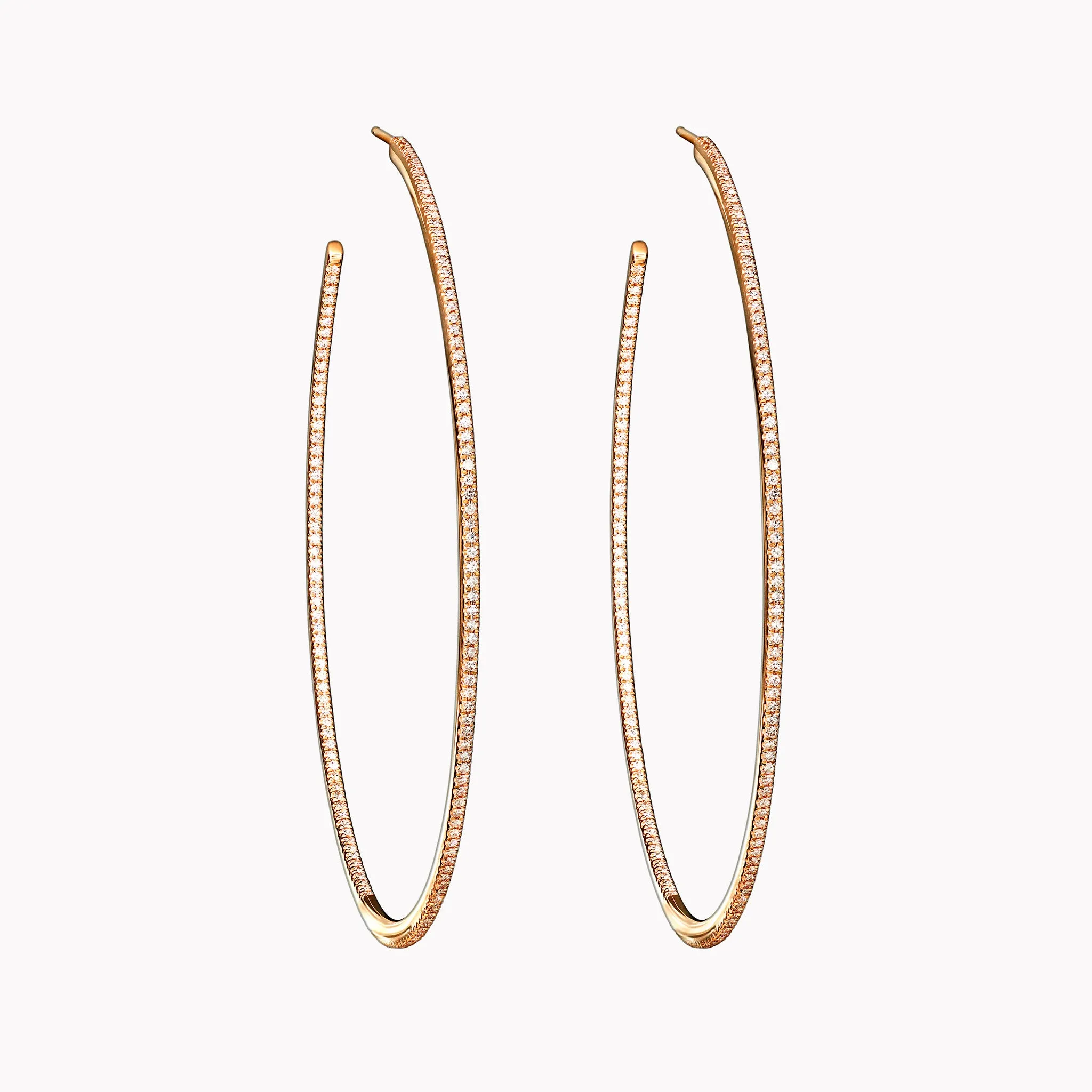 XL Pavé Single Row Diamond Hoops