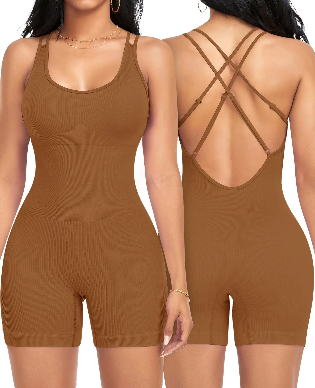 ZASUWA Female Cross Back Short Jumpsuit